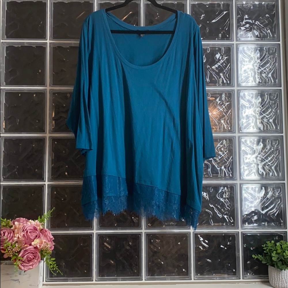 Dark Teal 3/4 sleeve with lace shirt